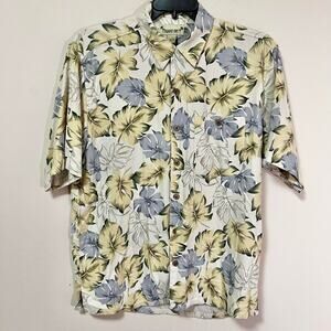 Paradise Coves Mens Large 100% Silk Hawaiian Shirt Short Sleeve Floral  (As-Is)